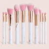 10pcs Marble Pattern Makeup Brush Set With Tube 8109