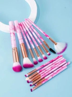 15pcs Marble Pattern Makeup Brush Set 8877